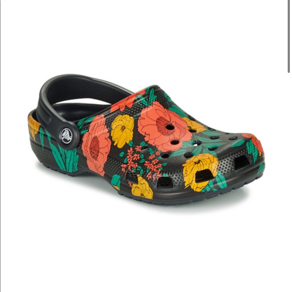 Black floral crocs women’s size 9